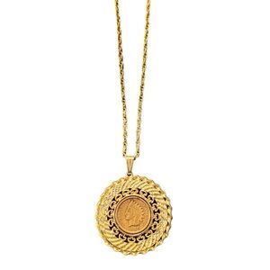 Vintage 1900 Indian Head Coin‎ Pendant on 24” Gold Tone Chain